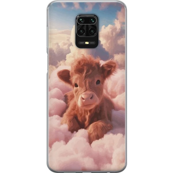 Kompatibel Mobilcover til Xiaomi Redmi Note 9S Sød kalv blandt skyer drømmeagtigt rosa design med bløde farver varm følelse af ro tryghed glæde og fa
