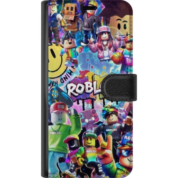 Kompatibelt Plånboksfodral till Samsung Galaxy A32 5G Stor och färgglad Roblox-värld fylld med karaktärer, rörelse och energi, lekfull gaming-illustr