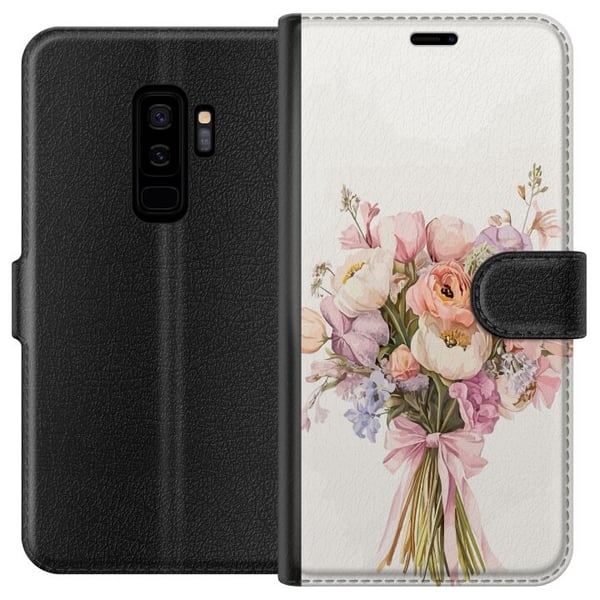 Kompatibelt Plånboksfodral till Samsung Galaxy S9+ Mobilskal med färgglad blombukett i romantisk stil Kompatibelt Plånboksfodral till Samsung Galaxy S9+ Mobilskal med färgglad blombukett i romantisk stil