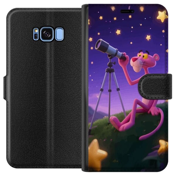 Kompatibelt Plånboksfodral till Samsung Galaxy S8 Pink Panther Stars med den rosa pantern bland stjärnor ett retro och charmigt motiv