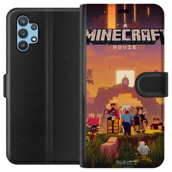 Kompatibelt Plånboksfodral till Samsung Galaxy A32 5G Minecraft Pixel Block Byggspel