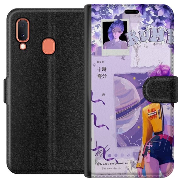Kompatibelt Lommeboketui til Samsung Galaxy A20e Kpop Demonjegere Rumi Kosmisk planet Lilla fantasi Idolestetikk Kompatibelt Lommeboketui til Samsung Galaxy A20e Kpop Demonjegere Rumi Kosmisk planet Lilla fantasi Idolestetikk