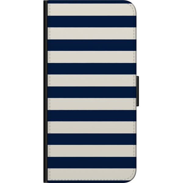 Kompatibelt Lommeboketui til Samsung Galaxy A03s Stripete marineblå striper marineblå hvit nautisk mønster maritim mote inspirasjon tidløst klassisk
