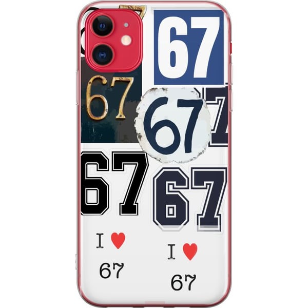 Yhteensopiva Puhelinkuori Apple iPhone 11 67-meemi vintage-numerokollaasi – retro 6–7-numerodesign klassisilla kirjasimilla ja vintage-tunnelmalla