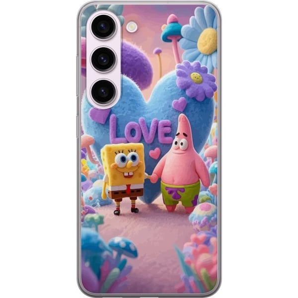 Yhteensopiva Puhelinkuori Samsung Galaxy S23 Paavo Pesusieni ja Patrick rakkaus värikäs pastellimaailma sydänten kukkien ja ystävyyden kera aidon ilo