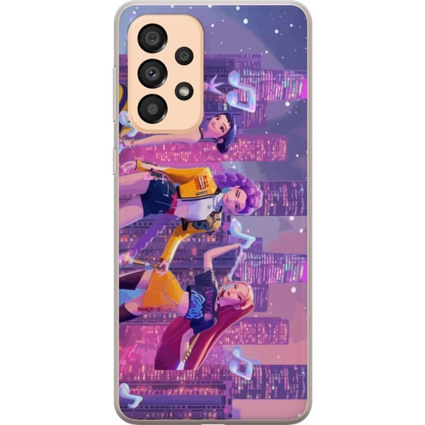 Yhteensopiva Puhelinkuori Samsung Galaxy A33 5G Futuristinen K-pop-tyttöryhmä Demon Huntersista neon kaupungissa, jossa on popkulttuuria ja synkkää f