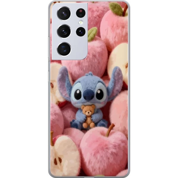Kompatibel Mobilcover til Samsung Galaxy S21 Ultra 5G Stitch i fluffy lyserøde æbler med en lille bamse i charmerende kawaii-æstetik
