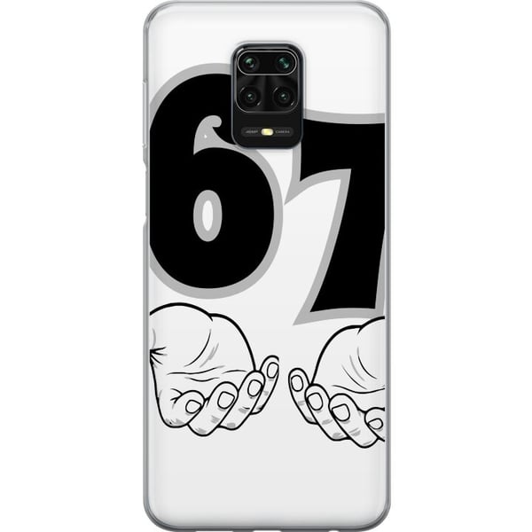 Kompatibel Mobilcover til Xiaomi Redmi Note 9S 67 meme-hænder-illustration i sort-hvid – stilren 6–7-grafik med hænder og et tydeligt minimalistisk d