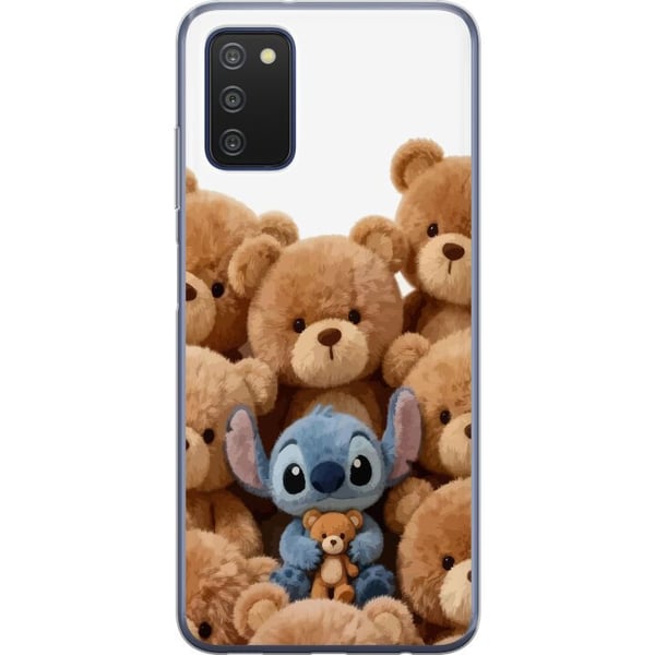 Kompatibelt Mobildeksel til Samsung Galaxy A03s Søt og trygg illustrasjon med fantasifigur omgitt av bamser i varm stil