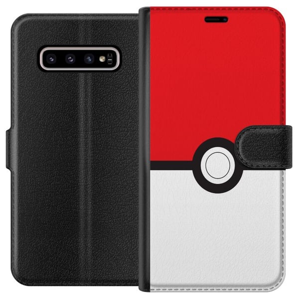Kompatibelt Plånboksfodral till Samsung Galaxy S10+ Classic Ball retro gaming design i röd och vit ikonisk stil perfekt för spelälskare och nostalgis