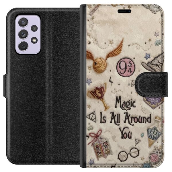 Kompatibel Tegnebogsetui til Samsung Galaxy A52s 5G Broderet magisk illustration med symboler, citater og fantasiverden i drømmende eventyrstil