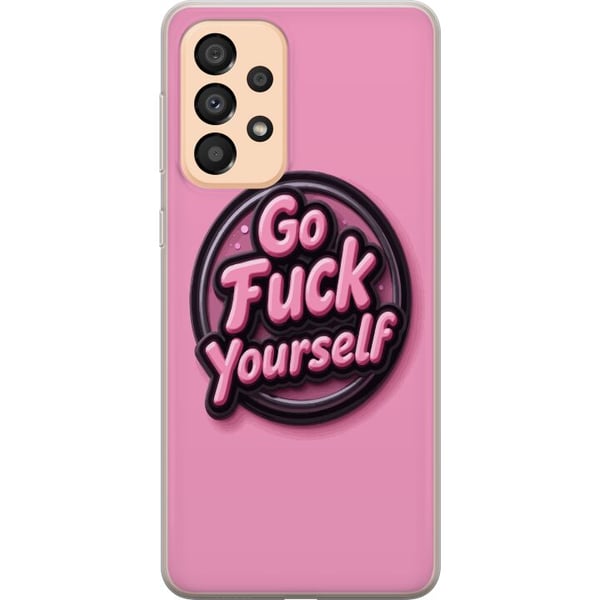Kompatibelt Mobildeksel til Samsung Galaxy A33 5G Rund rosa emblemform med opphøyd tekst, leken grafisk design med myke former og pop-estetisk følels