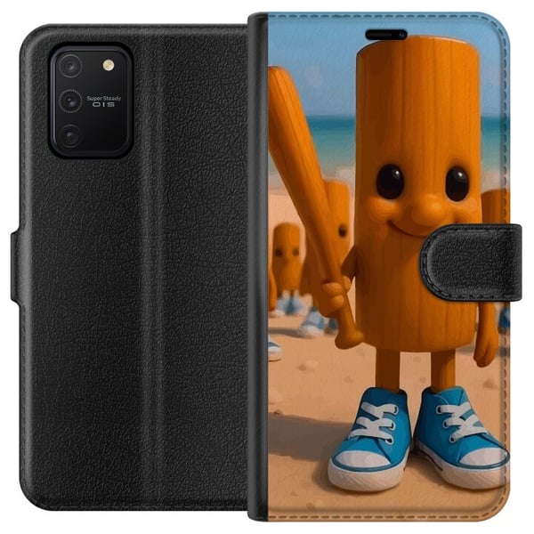 Kompatibelt Lommeboketui til Samsung Galaxy S10 Lite Italian Brainrot strandmotiv – Trefigur med blå sko og baseballtre-plakat Kompatibelt Lommeboketui til Samsung Galaxy S10 Lite Italian Brainrot strandmotiv – Trefigur med blå sko og baseballtre-plakat
