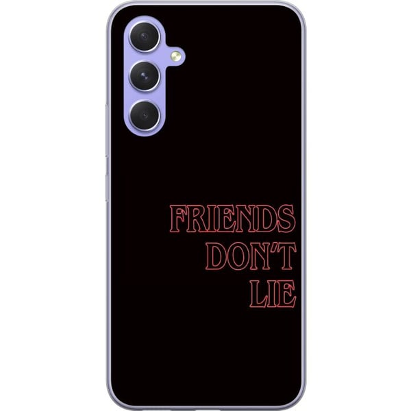 Kompatibel Mobilcover til Samsung Galaxy A54 Stranger Things Friends Don’t Lie – neonrødt tekstdesign med populært Stranger Things-citat fra serien