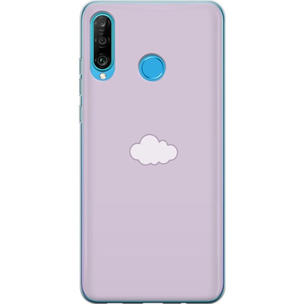 Kompatibelt Mobilskal till Huawei P30 lite Lila Moln – minimalistiskt moln på lila bakgrund
