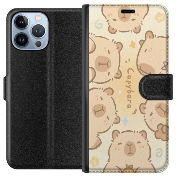 Kompatibel Tegnebogsetui til Apple iPhone 13 Pro Max Søde kapivarer i pasteldesign – nuttede flodsvin i bløde farver, en sød og varm stil med charme