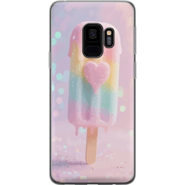Kompatibel Mobilcover til Samsung Galaxy S9 Pastelis med hjerte, sødt design med smeltende farver og glitter til sommer og slikstil