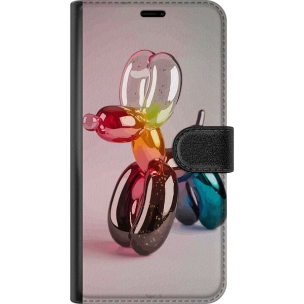 Kompatibelt Plånboksfodral till Samsung Galaxy S9+ Balloon Pup färgglad ballonghund i pop art glasstil regnbågsfärger och modern trendig design