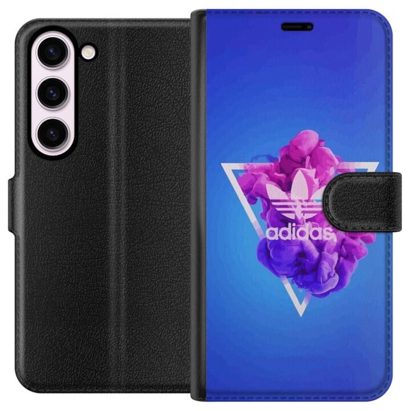 Yhteensopiva Lompakkokotelo Samsung Galaxy S23 Adidas-inspiroitunut sininen muotoilu - urheilullinen motiivi retro-vibeillä sinisissä sävyissä
