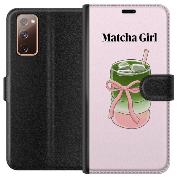 Kompatibelt Plånboksfodral till Samsung Galaxy S20 FE Matcha Girl illustration – Kawaii te-inspirerad design med rosa rosett