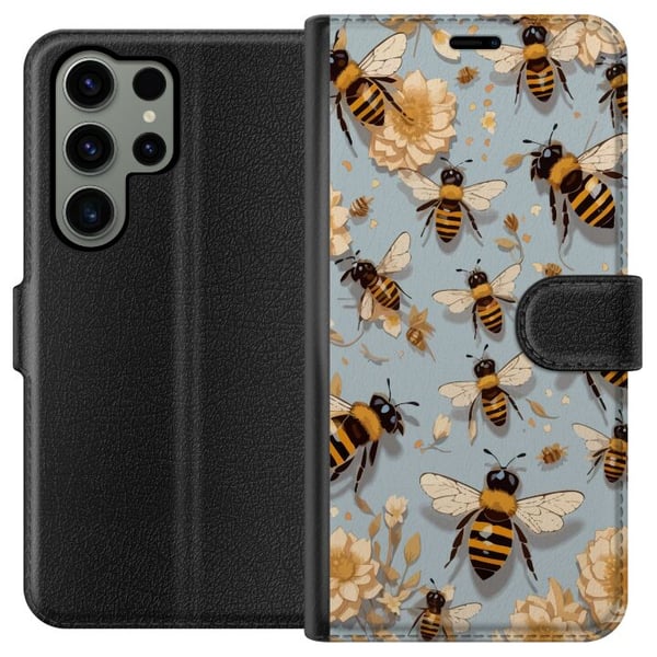 Kompatibel Tegnebogsetui til Samsung Galaxy S23 Ultra Bier og blomster blå baggrund naturinspireret design med charme og farve for et sommerligt udtr Kompatibel Tegnebogsetui til Samsung Galaxy S23 Ultra Bier og blomster blå baggrund naturinspireret design med charme og farve for et sommerligt udtr