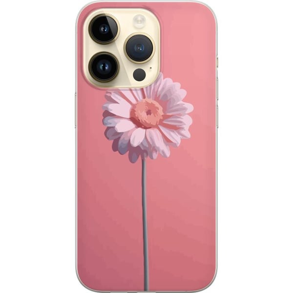 Kompatibelt Mobilskal till Apple iPhone 14 Pro Enkel rosa blomma på ljus bakgrund elegant minimalistisk design perfekt för stilren look