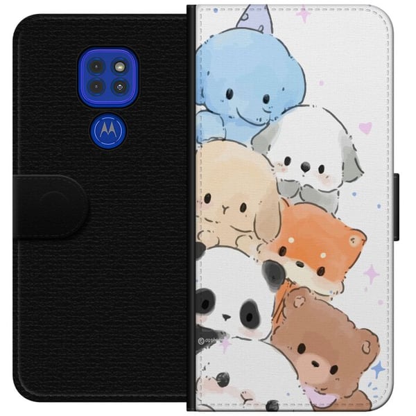 Kompatibel Tegnebogsetui til Motorola Moto G9 Play Sød stak af kawaii-dyr i pastelfarver, charmerende skitseret illustration, perfekt til dig, der ka