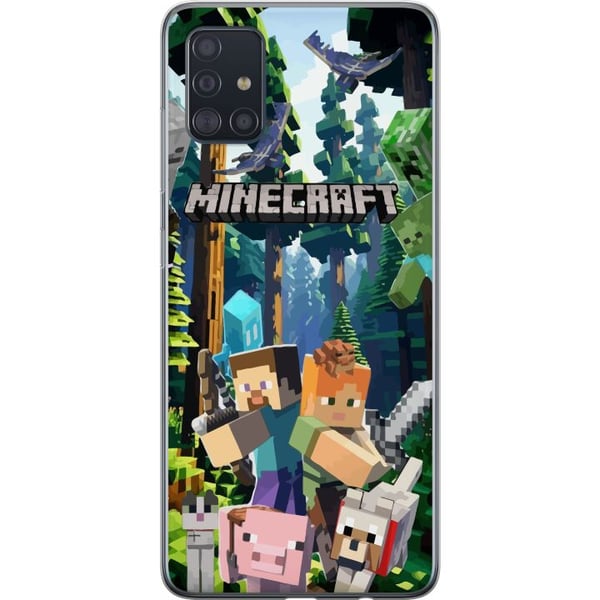 Kompatibelt Mobildeksel til Samsung Galaxy A51 Minecraft mobildeksel med skog og figurer i pikselstil Kompatibelt Mobildeksel til Samsung Galaxy A51 Minecraft mobildeksel med skog og figurer i pikselstil