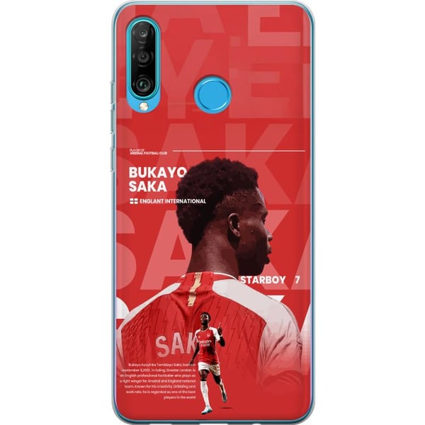 Kompatibelt Mobilskal till Huawei P30 lite Bukayo Saka Arsenal England 16 assist trots skada fotboll ytter snabb kreativ offensiv kraft som är nyckel