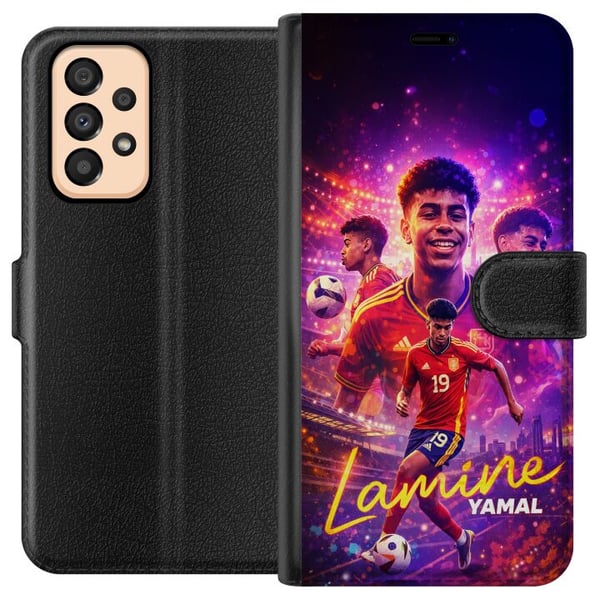 Yhteensopiva Lompakkokotelo Samsung Galaxy A33 5G Lamine Yamal -jalkapallojuliste Espanjan maajoukkuepaidassa, vauhdikas ja värikäs urheilukuvitus nu