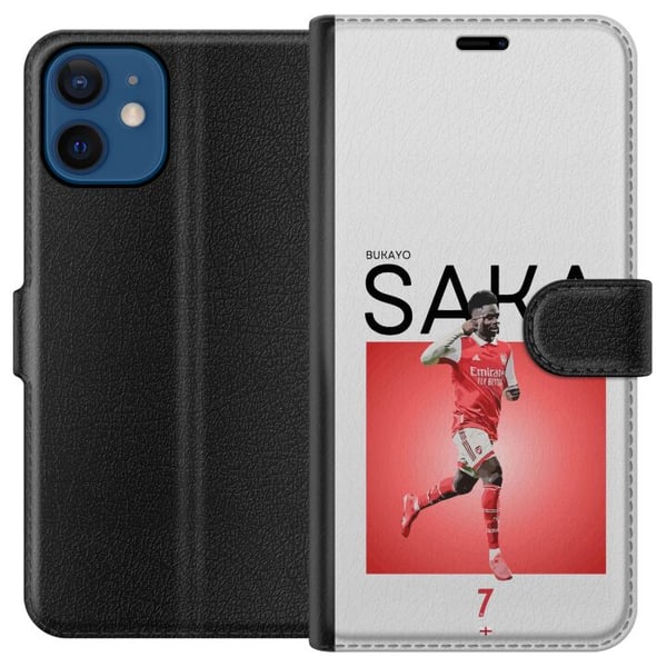 Yhteensopiva Lompakkokotelo Apple iPhone 12 mini Bukayo Saka Arsenal Englanti 16 maalisyöttöä loukkaantumisesta huolimatta jalkapallo tekninen nopea