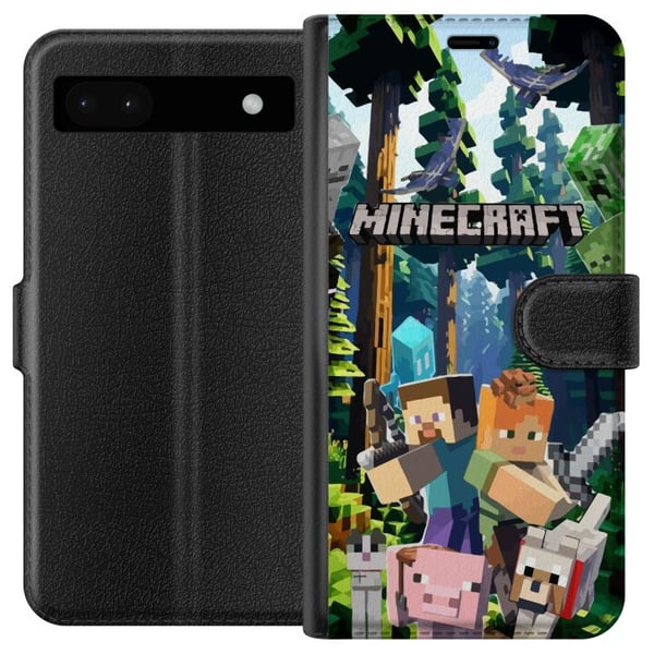 Yhteensopiva Lompakkokotelo Google Pixel 6a Minecraft-matkapuhelinkotelo metsällä ja pikselityylisillä hahmoilla