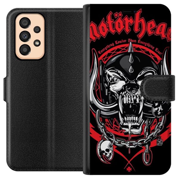Yhteensopiva Lompakkokotelo Samsung Galaxy A33 5G Motörhead-pääkallo punaisena ja mustana, hard rock -design klassisen metallin ja energian ystäville