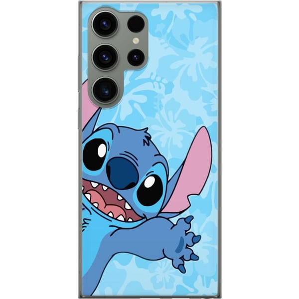 Kompatibel Mobilcover til Samsung Galaxy S23 Ultra Stitch, der rækker frem i en farverig illustration med blomstret baggrund Kompatibel Mobilcover til Samsung Galaxy S23 Ultra Stitch, der rækker frem i en farverig illustration med blomstret baggrund
