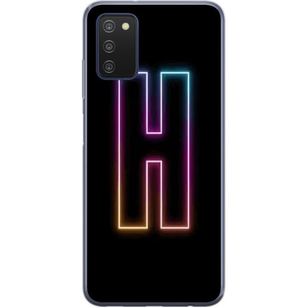 Kompatibelt Mobildeksel til Samsung Galaxy A03s Minimalistisk neonbokstav H i fargeskiftende lys mot svart bakgrunn