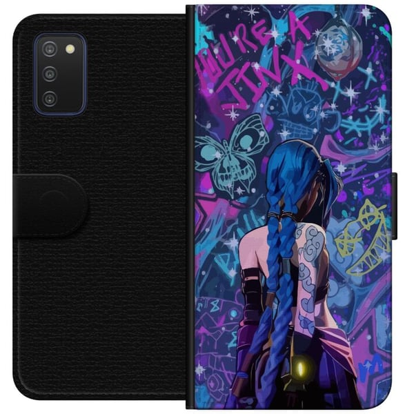 Kompatibelt Lommeboketui til Samsung Galaxy A03s Fargerik graffitiillustrasjon med blåhåret karakter i urban neonstil og kreativ energi