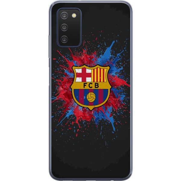 Kompatibel Mobilcover til Samsung Galaxy A03s Barcelona Splash Art med FC Barcelonas emblem i blå og rød, perfekt til fodboldfans
