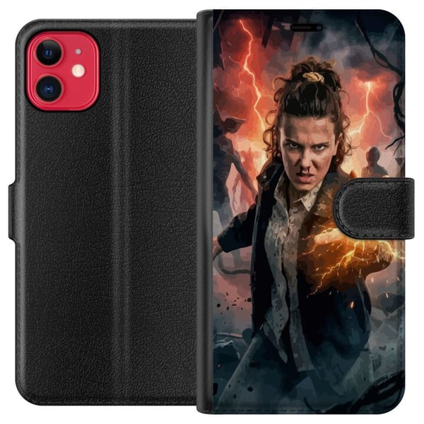 Kompatibel Tegnebogsetui til Apple iPhone 11 Fantasyportræt af ung kvinde med lynenergi, mørk baggrund, dramatisk actionillustration Kompatibel Tegnebogsetui til Apple iPhone 11 Fantasyportræt af ung kvinde med lynenergi, mørk baggrund, dramatisk actionillustration