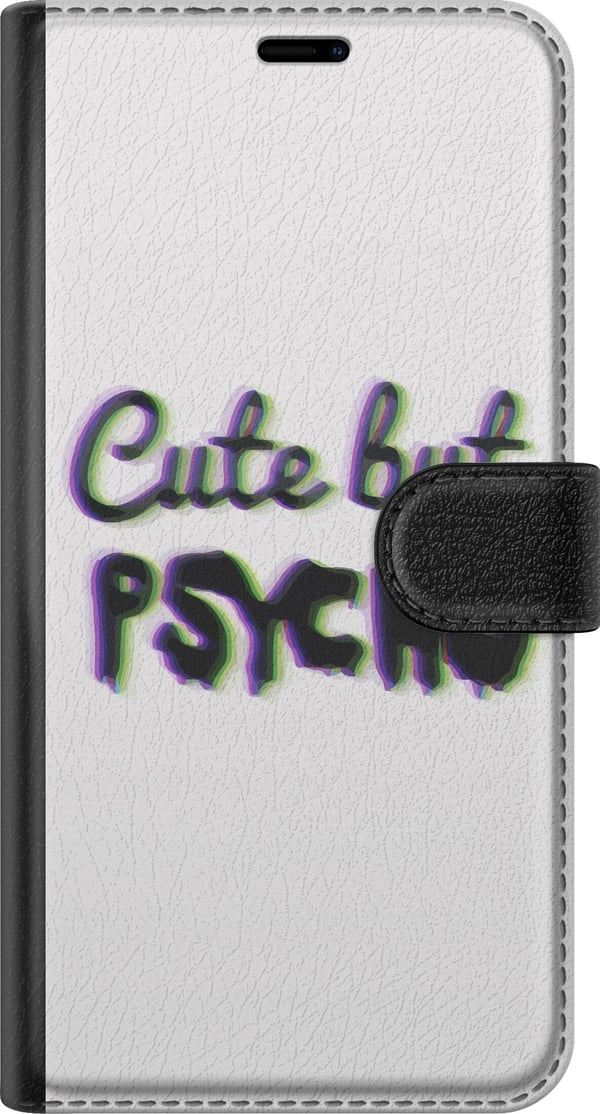 Yhteensopiva Lompakkokotelo Apple iPhone 11 Minimalistinen glitch-typografia, jossa on teksti cute but psycho neonmaisella väritehosteella