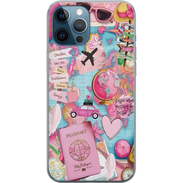 Yhteensopiva Puhelinkuori Apple iPhone 12 Pro Vaaleanpunainen ja turkoosi matkakollaasi maailmankartta passit lentokoneet kamerat sydämet ja matkakoh Yhteensopiva Puhelinkuori Apple iPhone 12 Pro Vaaleanpunainen ja turkoosi matkakollaasi maailmankartta passit lentokoneet kamerat sydämet ja matkakoh