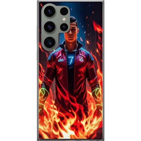 Kompatibel Mobilcover til Samsung Galaxy S23 Ultra Ronaldo Inferno - fodboldhelt i flammer Kompatibel Mobilcover til Samsung Galaxy S23 Ultra Ronaldo Inferno - fodboldhelt i flammer