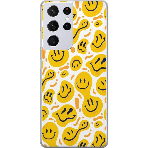 Kompatibel Mobilcover til Samsung Galaxy S21 Ultra 5G Legende smileymønster med gule former i moderne grafisk stil