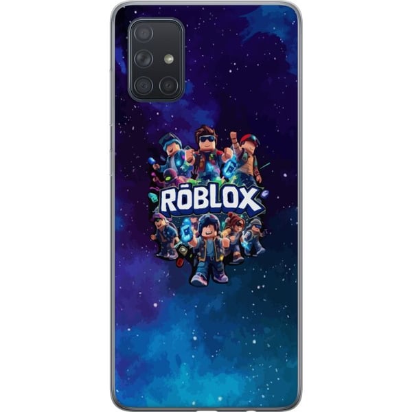 Kompatibel Mobilcover til Samsung Galaxy A71 Roblox-gamingdesign med avatarer, galaksebaggrund i blå og lilla nuancer, populær Roblox-stil, episk teg