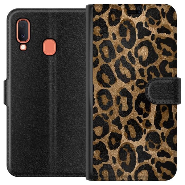 Kompatibelt Plånboksfodral till Samsung Galaxy A20e Leopard Luxe Kompatibelt Plånboksfodral till Samsung Galaxy A20e Leopard Luxe