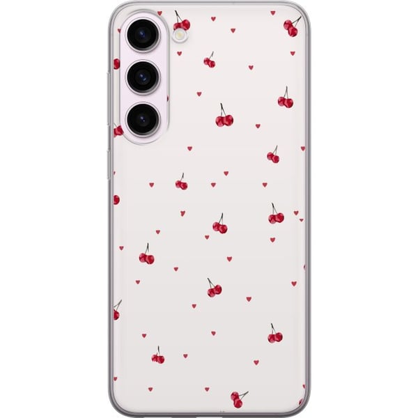 Kompatibel Mobilcover til Samsung Galaxy S23+ Kirsebær og hjerter på hvid baggrund sødt romantisk design med minimalistisk udtryk og bløde toner Kompatibel Mobilcover til Samsung Galaxy S23+ Kirsebær og hjerter på hvid baggrund sødt romantisk design med minimalistisk udtryk og bløde toner