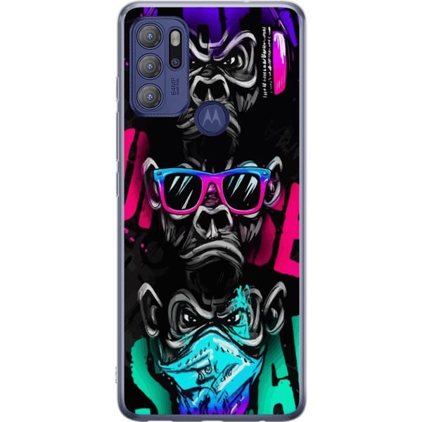 Kompatibel Mobilcover til Motorola Moto G60S Tre aber kunst – Graffitiinspireret neonmotiv ser ingenting, hører ingenting, siger ingenting