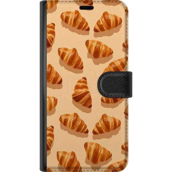 Kompatibelt Lommeboketui til Apple iPhone 13 mini Croissantmønster med gyllenbrune franske bakverk beige bakgrunn kaféinspirert illustrasjon i elegan