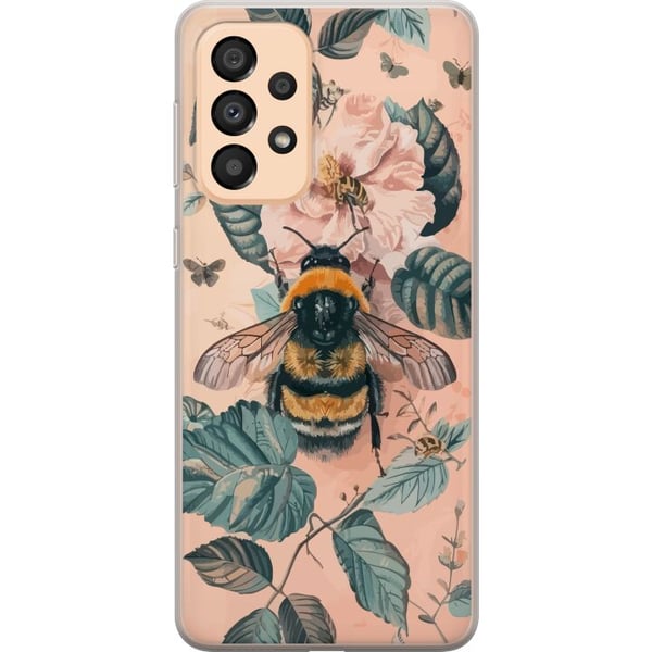 Yhteensopiva Puhelinkuori Samsung Galaxy A33 5G Kimalainen kukalla pastellisävyissä, kaunis luonnon inspiroima design, joka välittää rauhallista ener