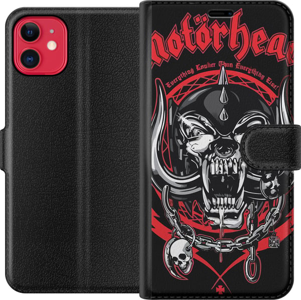 Yhteensopiva Lompakkokotelo Apple iPhone 11 Motörhead-pääkallo punaisena ja mustana, hard rock -design klassisen metallin ja energian ystäville