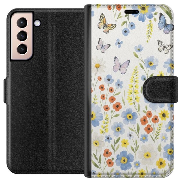 Yhteensopiva Lompakkokotelo Samsung Galaxy S21 Kesäkukat Yhteensopiva Lompakkokotelo Samsung Galaxy S21 Kesäkukat